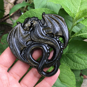 1PC Natural Golden Obsidian Fly Dragon,Quartz Fly Dragon,Crystal Carved,Mineral samples,Home Decoration,Reiki healing,Crystal Gifts 50g+