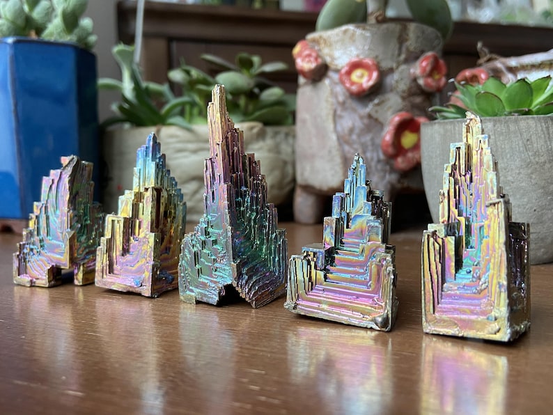 Rainbow Bismuth Crystals Metal Mineral Specimen display Halloween gift