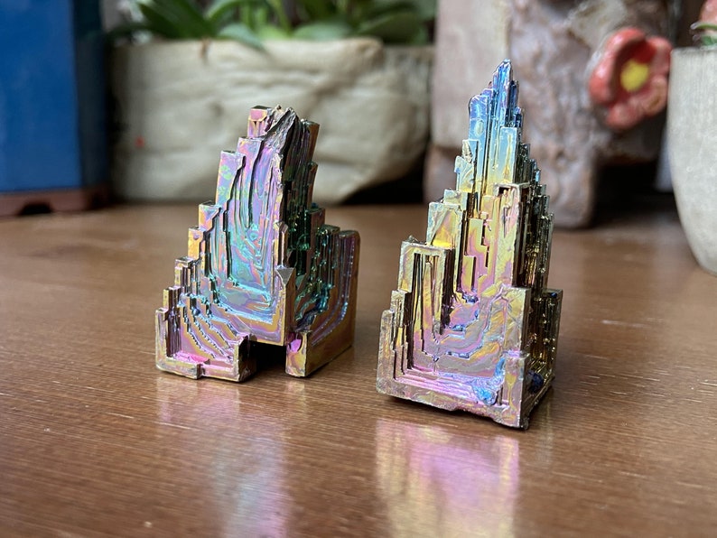 Rainbow Bismuth Crystals Metal Mineral Specimen display Halloween gift