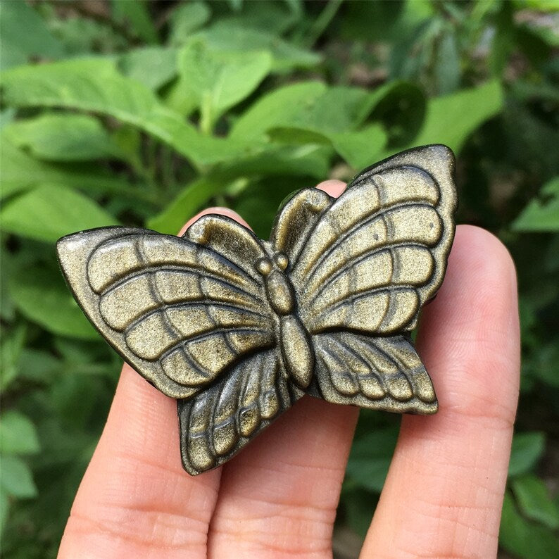 1PC Natural Golden Obsidian Butterfly,Quartz Crystal Butterfly,Crystal Carved,Mineral samples,Home Decoration,Reiki heal,Crystal Gifts 15g+