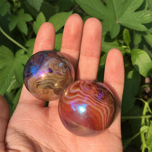 1PC 30mm+ Titanium Sardonyx Sphere,Quartz Crystal Ball,Home Decoration,Reiki Healing,Crystal Gifts,Divination Ball,Prophecy Ball 50g+