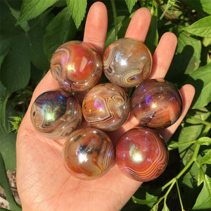 1PC 30mm+ Titanium Sardonyx Sphere,Quartz Crystal Ball,Home Decoration,Reiki Healing,Crystal Gifts,Divination Ball,Prophecy Ball 50g+