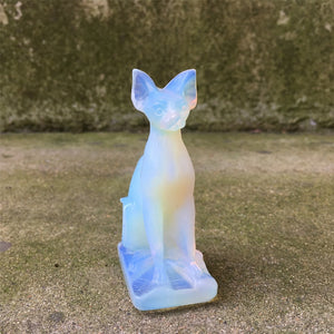1PC Opalite Cat,Quartz Crystal Cat,Crystal Animal,Home Decoration,Rock,Crystal Carving,Crystal Sculpture,Reiki Healing,Crystal Gifts 110g+