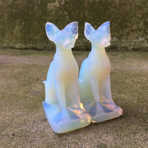 1PC Opalite Cat,Quartz Crystal Cat,Crystal Animal,Home Decoration,Rock,Crystal Carving,Crystal Sculpture,Reiki Healing,Crystal Gifts 110g+