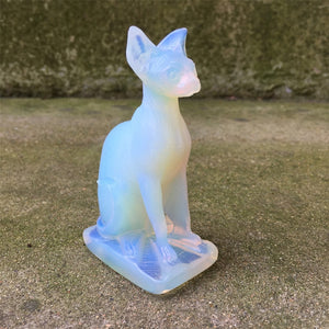 1PC Opalite Cat,Quartz Crystal Cat,Crystal Animal,Home Decoration,Rock,Crystal Carving,Crystal Sculpture,Reiki Healing,Crystal Gifts 110g+
