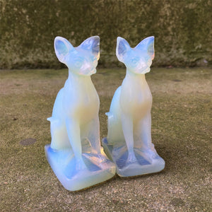1PC Opalite Cat,Quartz Crystal Cat,Crystal Animal,Home Decoration,Rock,Crystal Carving,Crystal Sculpture,Reiki Healing,Crystal Gifts 110g+