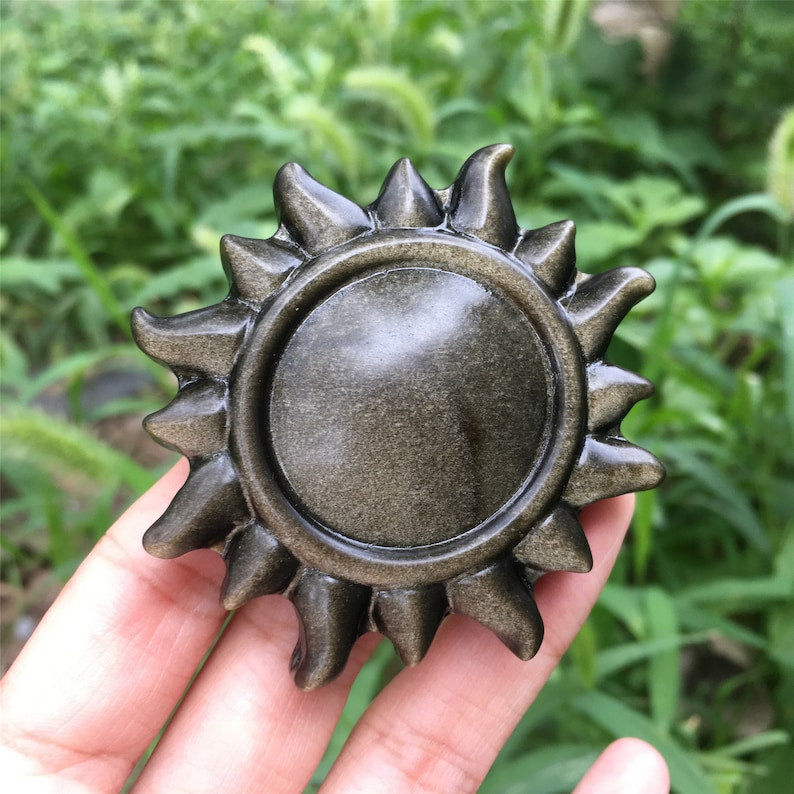 1PC Natural Gold Obsidian Sun,Quartz Crystal Sun,Home Decoration,Crystal Carving,Rock,Stone,Mineral Samples,Reiki Healing,Crystal Gifts 30g+