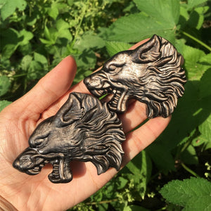 1PC Natural Silver Sheen Obsidian Wolf,Quartz Crysatl Wolf,Crystal Animal,Crystal Healing,Mineral Specimen,Hand Carving,Crystal Gifts 60g+