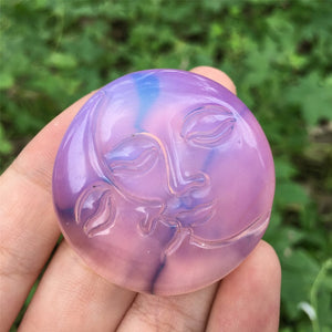 1PC Pink Opalite Sun Moon,Quartz Crystal Sun Moon,Crystal Carved,Rock,Stone,Mineral Samples,Home Decoration,Reiki Healing,Crystal Gifts 25g+