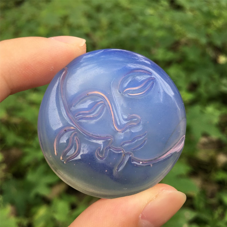 1PC Pink Opalite Sun Moon,Quartz Crystal Sun Moon,Crystal Carved,Rock,Stone,Mineral Samples,Home Decoration,Reiki Healing,Crystal Gifts 25g+