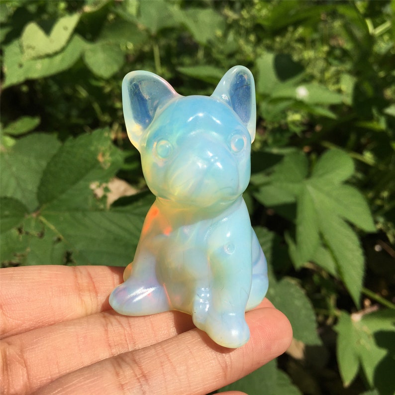 1PC Opalite Bulldog,Quartz Bulldog,Quartz Crystal Animals,Crystal Carving,Home Decoration,Crystal Sculpture,Crystal Heal,Crystal Gifts 80g+