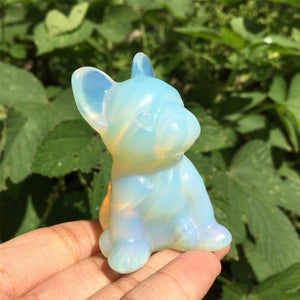 1PC Opalite Bulldog,Quartz Bulldog,Quartz Crystal Animals,Crystal Carving,Home Decoration,Crystal Sculpture,Crystal Heal,Crystal Gifts 80g+