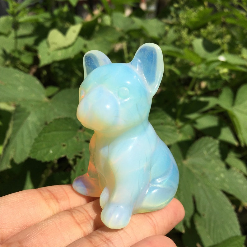 1PC Opalite Bulldog,Quartz Bulldog,Quartz Crystal Animals,Crystal Carving,Home Decoration,Crystal Sculpture,Crystal Heal,Crystal Gifts 80g+