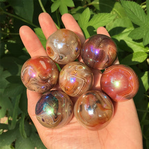 1PC 30mm+ Titanium Sardonyx Sphere,Quartz Crystal Ball,Home Decoration,Reiki Healing,Crystal Gifts,Divination Ball,Prophecy Ball 50g+