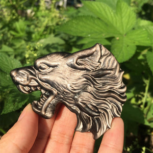 1PC Natural Silver Sheen Obsidian Wolf,Quartz Crysatl Wolf,Crystal Animal,Crystal Healing,Mineral Specimen,Hand Carving,Crystal Gifts 60g+