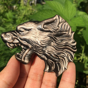 1PC Natural Silver Sheen Obsidian Wolf,Quartz Crysatl Wolf,Crystal Animal,Crystal Healing,Mineral Specimen,Hand Carving,Crystal Gifts 60g+