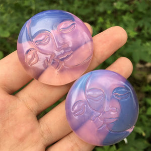 1PC Pink Opalite Sun Moon,Quartz Crystal Sun Moon,Crystal Carved,Rock,Stone,Mineral Samples,Home Decoration,Reiki Healing,Crystal Gifts 25g+