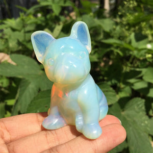1PC Opalite Bulldog,Quartz Bulldog,Quartz Crystal Animals,Crystal Carving,Home Decoration,Crystal Sculpture,Crystal Heal,Crystal Gifts 80g+
