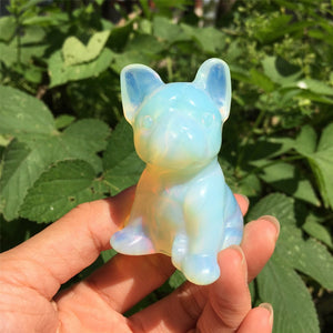 1PC Opalite Bulldog,Quartz Bulldog,Quartz Crystal Animals,Crystal Carving,Home Decoration,Crystal Sculpture,Crystal Heal,Crystal Gifts 80g+