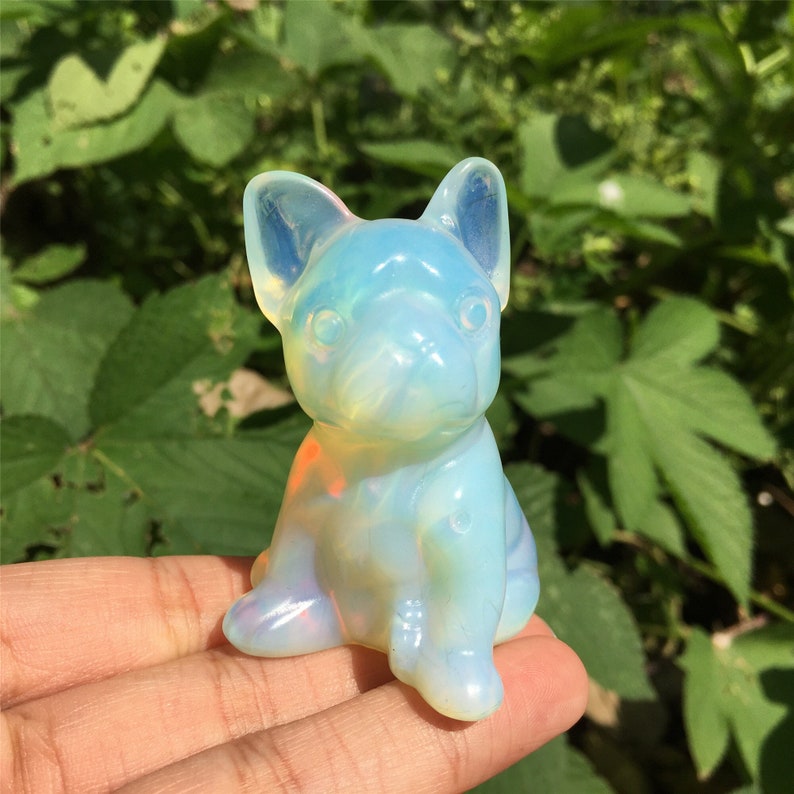 1PC Opalite Bulldog,Quartz Bulldog,Quartz Crystal Animals,Crystal Carving,Home Decoration,Crystal Sculpture,Crystal Heal,Crystal Gifts 80g+
