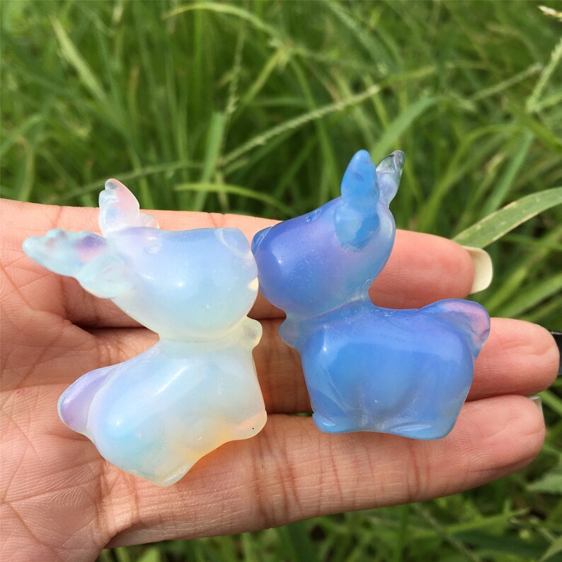 2PCS Opalite Christmas Deer,Quartz Crystal Christmas Deer,Crystal Carving,Mineral Specimen,Energy Crystals,Reiki Healing,Crystal Gifts 40g+