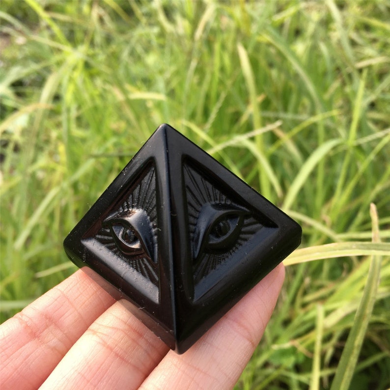 1PC Natural Obsidian Pyramid,Quartz Crystal Pyramid,Mineral Specimen,Rock,Energy Balancing,Home Decoration, Reiki Healing,Crystal Gift 45g+