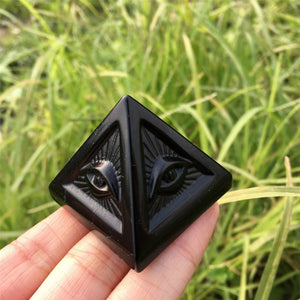 1PC Natural Obsidian Pyramid,Quartz Crystal Pyramid,Mineral Specimen,Rock,Energy Balancing,Home Decoration, Reiki Healing,Crystal Gift 45g+