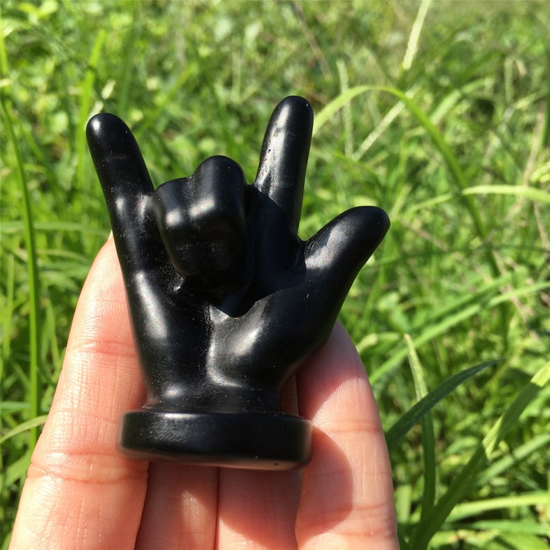 1PC Natural Obsidian Interest Love Gesture,Quartz Interest Love Gesture,Home Decoration,Crystal Gifts,Mineral Samples,Reiki Healing 60g+