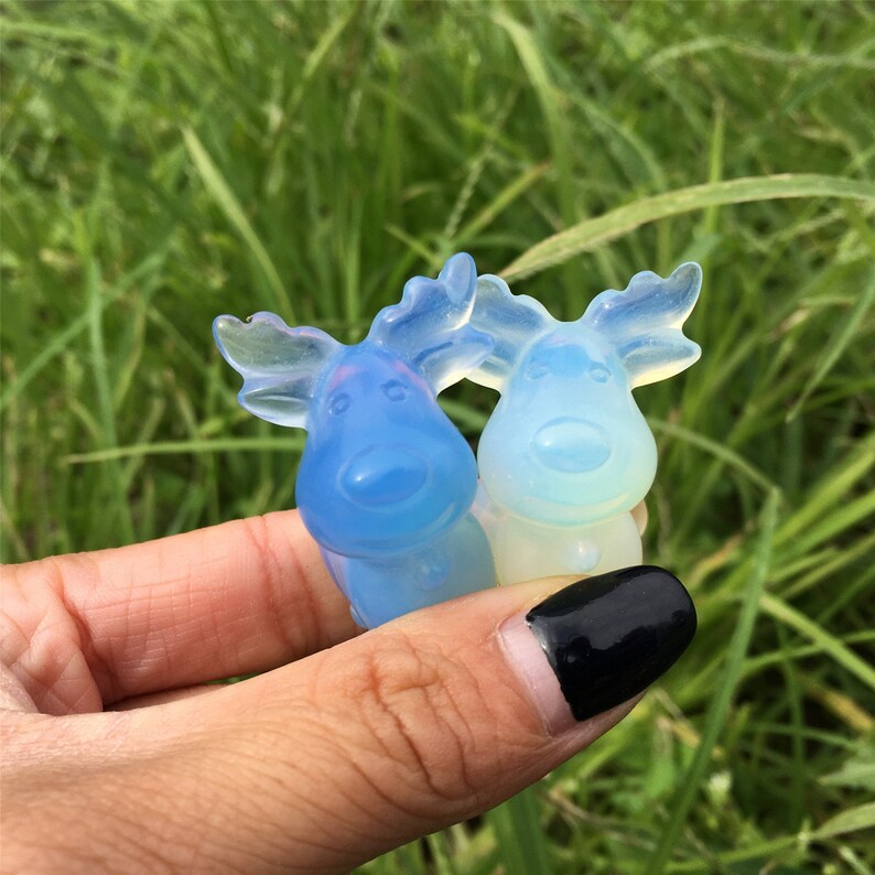 2PCS Opalite Christmas Deer,Quartz Crystal Christmas Deer,Crystal Carving,Mineral Specimen,Energy Crystals,Reiki Healing,Crystal Gifts 40g+