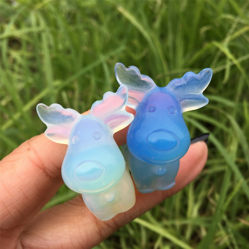 2PCS Opalite Christmas Deer,Quartz Crystal Christmas Deer,Crystal Carving,Mineral Specimen,Energy Crystals,Reiki Healing,Crystal Gifts 40g+