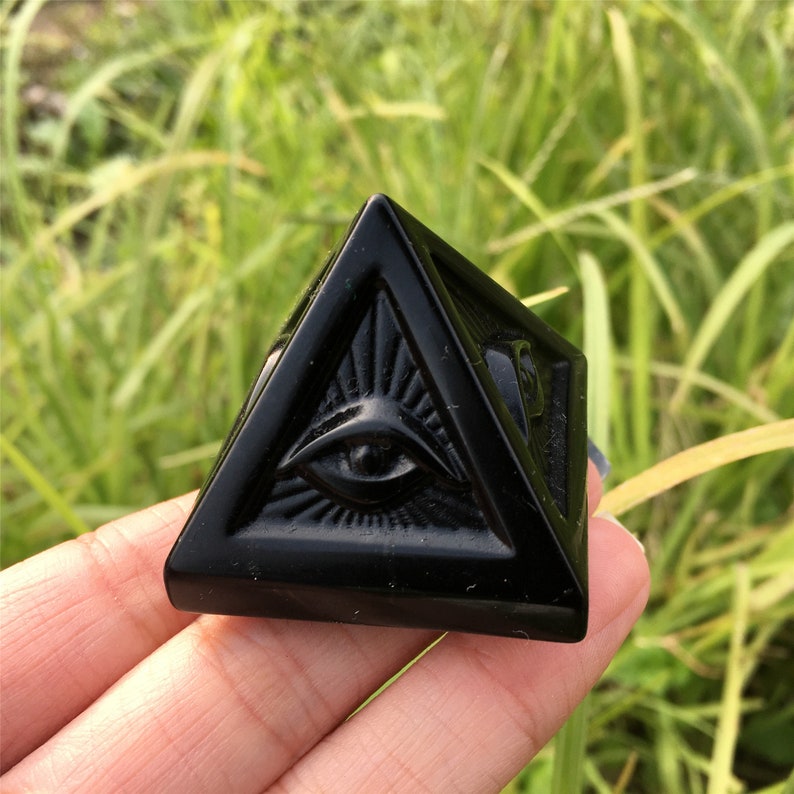 1PC Natural Obsidian Pyramid,Quartz Crystal Pyramid,Mineral Specimen,Rock,Energy Balancing,Home Decoration, Reiki Healing,Crystal Gift 45g+