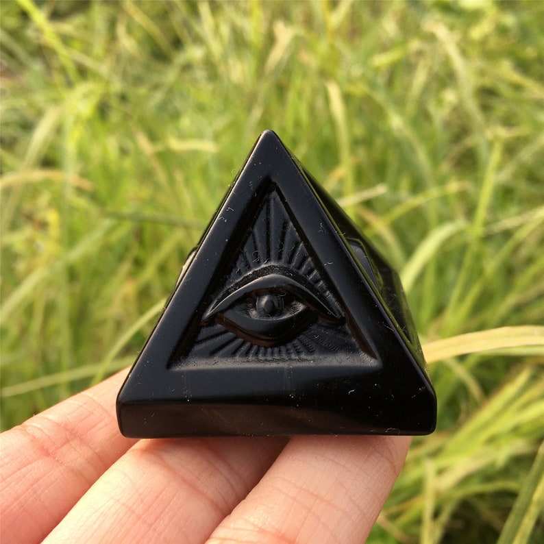 1PC Natural Obsidian Pyramid,Quartz Crystal Pyramid,Mineral Specimen,Rock,Energy Balancing,Home Decoration, Reiki Healing,Crystal Gift 45g+