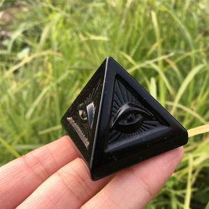 1PC Natural Obsidian Pyramid,Quartz Crystal Pyramid,Mineral Specimen,Rock,Energy Balancing,Home Decoration, Reiki Healing,Crystal Gift 45g+