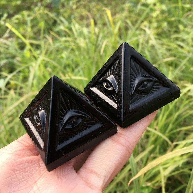 1PC Natural Obsidian Pyramid,Quartz Crystal Pyramid,Mineral Specimen,Rock,Energy Balancing,Home Decoration, Reiki Healing,Crystal Gift 45g+