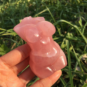 1PC Natural Rose Crystal Plus Size Goddess,Quartz Model,Crystal Healing,Home Decoration,Crystal Carving,Mineral Specimen,Crystal Gifts 180g+