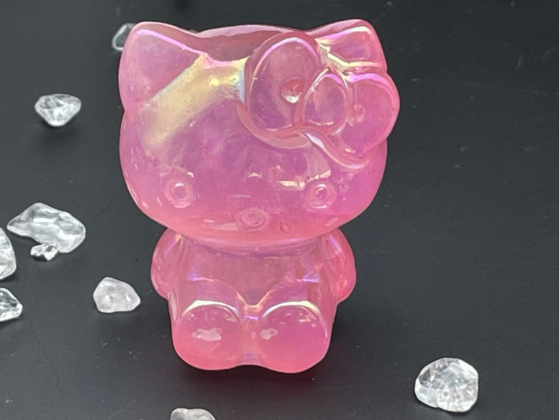 Crystal Carved Aura Cat,Carving Kitty,Housewarming Gift, Home Decor ,Healing crystal and stone D110201