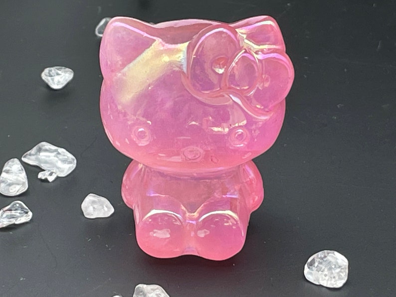 Crystal Carved Aura Cat,Carving Kitty,Housewarming Gift, Home Decor ,Healing crystal and stone D110201