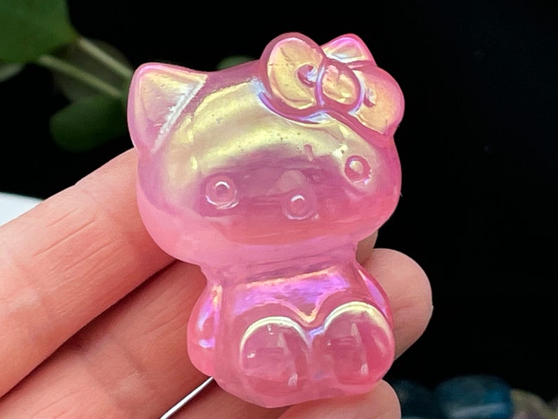 Crystal Carved Aura Cat,Carving Kitty,Housewarming Gift, Home Decor ,Healing crystal and stone D110201