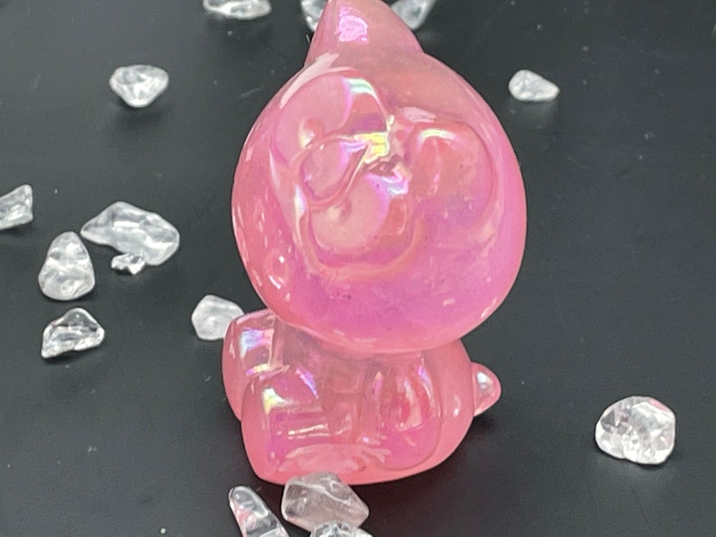 Crystal Carved Aura Cat,Carving Kitty,Housewarming Gift, Home Decor ,Healing crystal and stone D110201