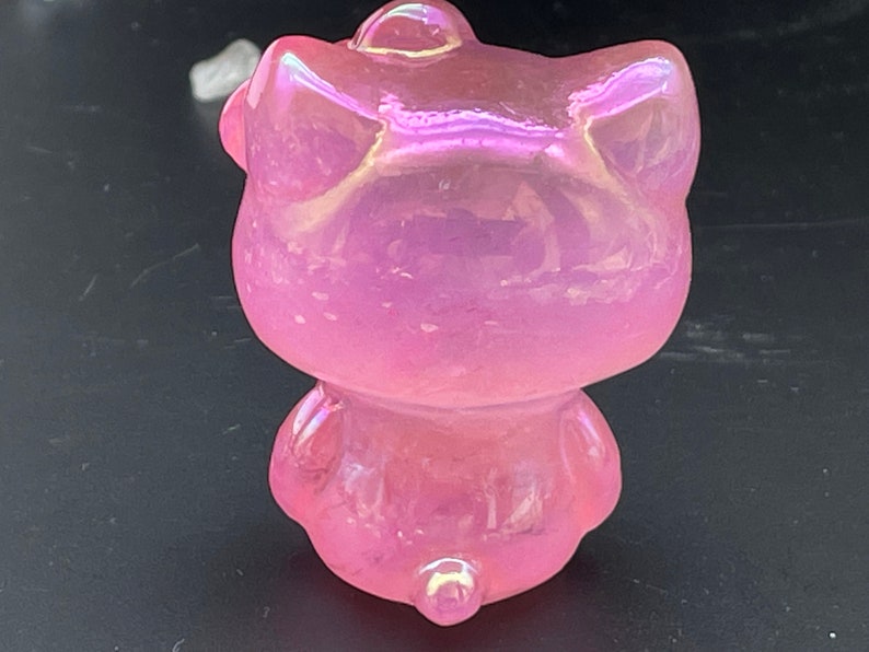 Crystal Carved Aura Cat,Carving Kitty,Housewarming Gift, Home Decor ,Healing crystal and stone D110201