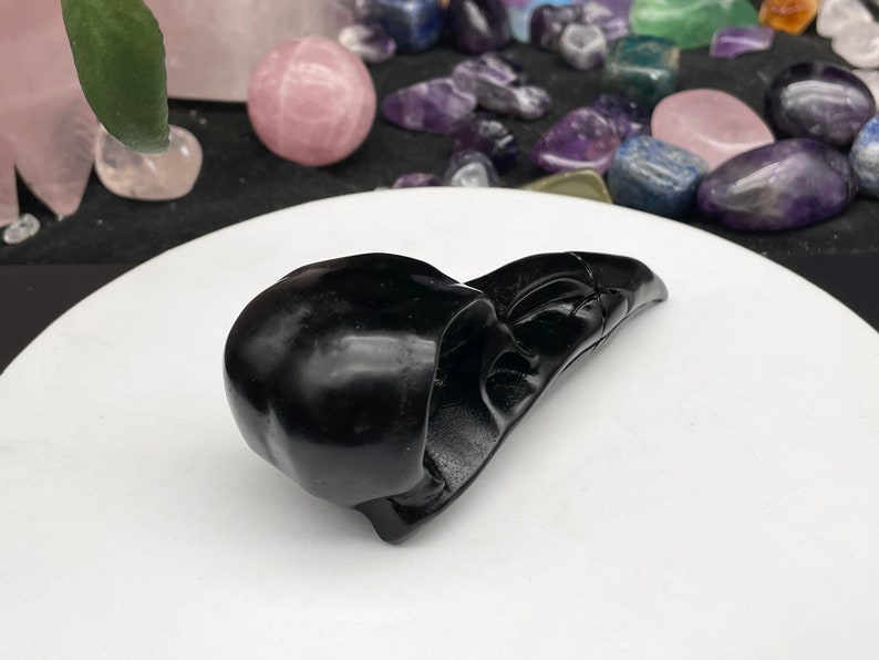 Obsidian Skull,Crystal Carving, Handmade Jewelry, Home Decor, Healing Crystals and Stones E022615