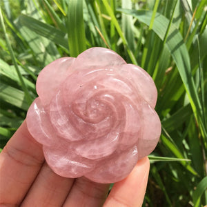 1PC Natural Rose Quartz Flower,Quartz Crystal Flower,Plant Sculpture,Rock,Home Decoration,Crystal Carving,Reiki Healing,Crystal Gifts 50g+