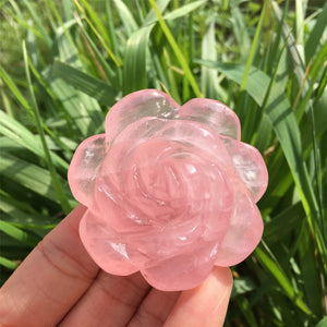 1PC Natural Rose Quartz Flower,Quartz Crystal Flower,Plant Sculpture,Rock,Home Decoration,Crystal Carving,Reiki Healing,Crystal Gifts 50g+