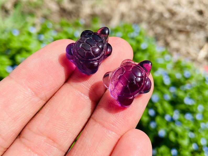 10PC Mini Natural Hand carved Fluorite sea turtle，Quartz Crystal carved，Crystal decor，Holiday present，Crystal ornament，Crystal healing