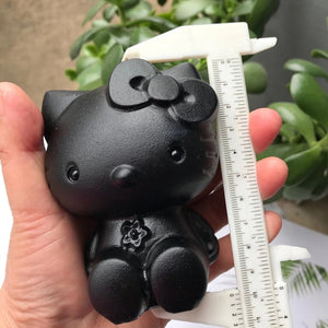 Obsidian Crystal Carved Cat,Carving Kitty,Housewarming Gift, Home Decor ,Healing crystal and stone E040329