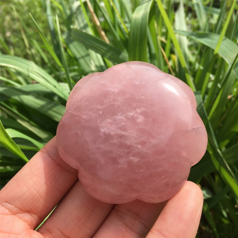 1PC Natural Rose Quartz Flower,Quartz Crystal Flower,Plant Sculpture,Rock,Home Decoration,Crystal Carving,Reiki Healing,Crystal Gifts 50g+