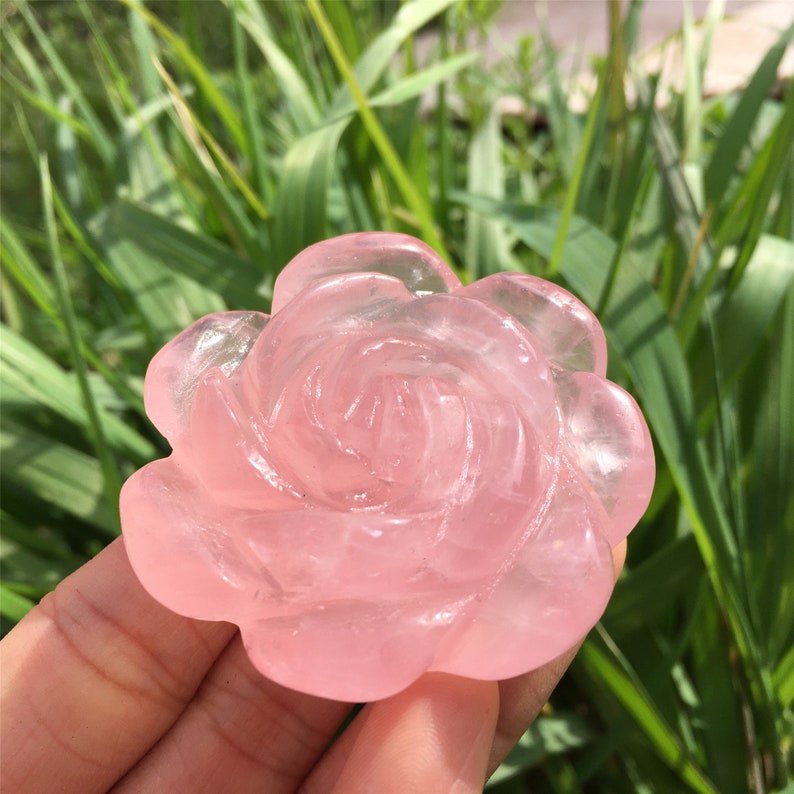 1PC Natural Rose Quartz Flower,Quartz Crystal Flower,Plant Sculpture,Rock,Home Decoration,Crystal Carving,Reiki Healing,Crystal Gifts 50g+