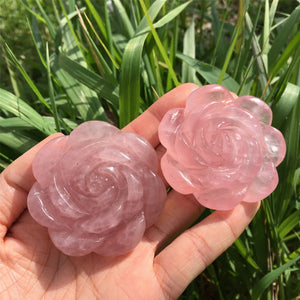 1PC Natural Rose Quartz Flower,Quartz Crystal Flower,Plant Sculpture,Rock,Home Decoration,Crystal Carving,Reiki Healing,Crystal Gifts 50g+