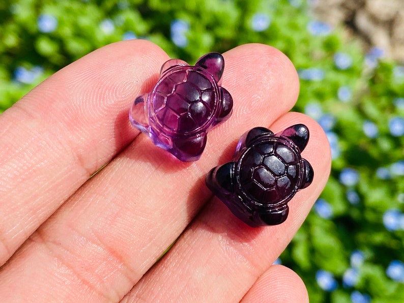 10PC Mini Natural Hand carved Fluorite sea turtle，Quartz Crystal carved，Crystal decor，Holiday present，Crystal ornament，Crystal healing