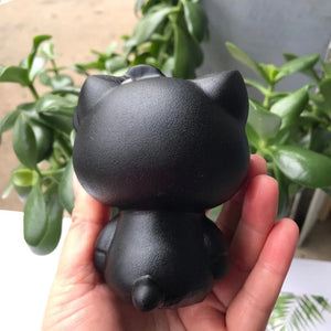 Obsidian Crystal Carved Cat,Carving Kitty,Housewarming Gift, Home Decor ,Healing crystal and stone E040329